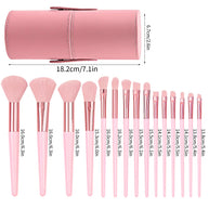 15 pieces Pink Makeup Brushes Set With Storage Bucket Soft Bristle For Foundation Blush Eyeshadow Daily Travel Makeup
