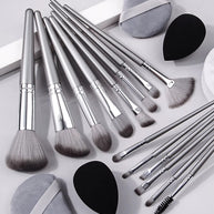 14 pieces Makeup Brush Set Portable Soft Makeup Tool & 2 pieces Wet Wet Dual Use Makeup Egg & 2 pieces Triangle Sponge Makeup Powder Puff