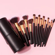 15 pieces Professional Vegan Wood Handle Makeup Brushes Set with storage bucket