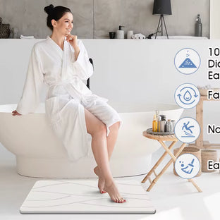 Stone Bath Mat Diatomaceous Earth Shower Mat Non-Slip Super Absorbent Diatomite Stone Bath Mats for Bathroom Floor Quick Drying