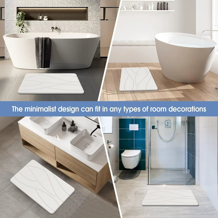 Stone Bath Mat Diatomaceous Earth Shower Mat Non-Slip Super Absorbent Diatomite Stone Bath Mats for Bathroom Floor Quick Drying