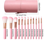 12 pieces multi-functional makeup brush set and large-capacity covered storage bucket