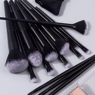 14 pieces of high-quality multi-purpose facial makeup brushes +2 soft triangular powder puffs +1 portable storage bucket