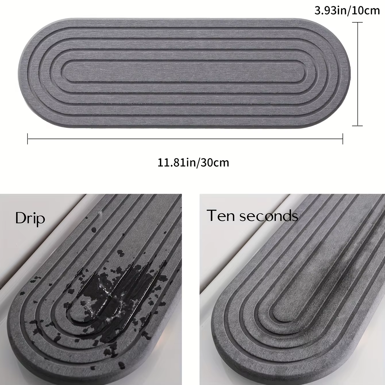Oval Carved Diatom Mud Absorbent Stone Table Mat, Beautiful And Simple,Suitable for Bathroom Countertops,Kitchen Countertops