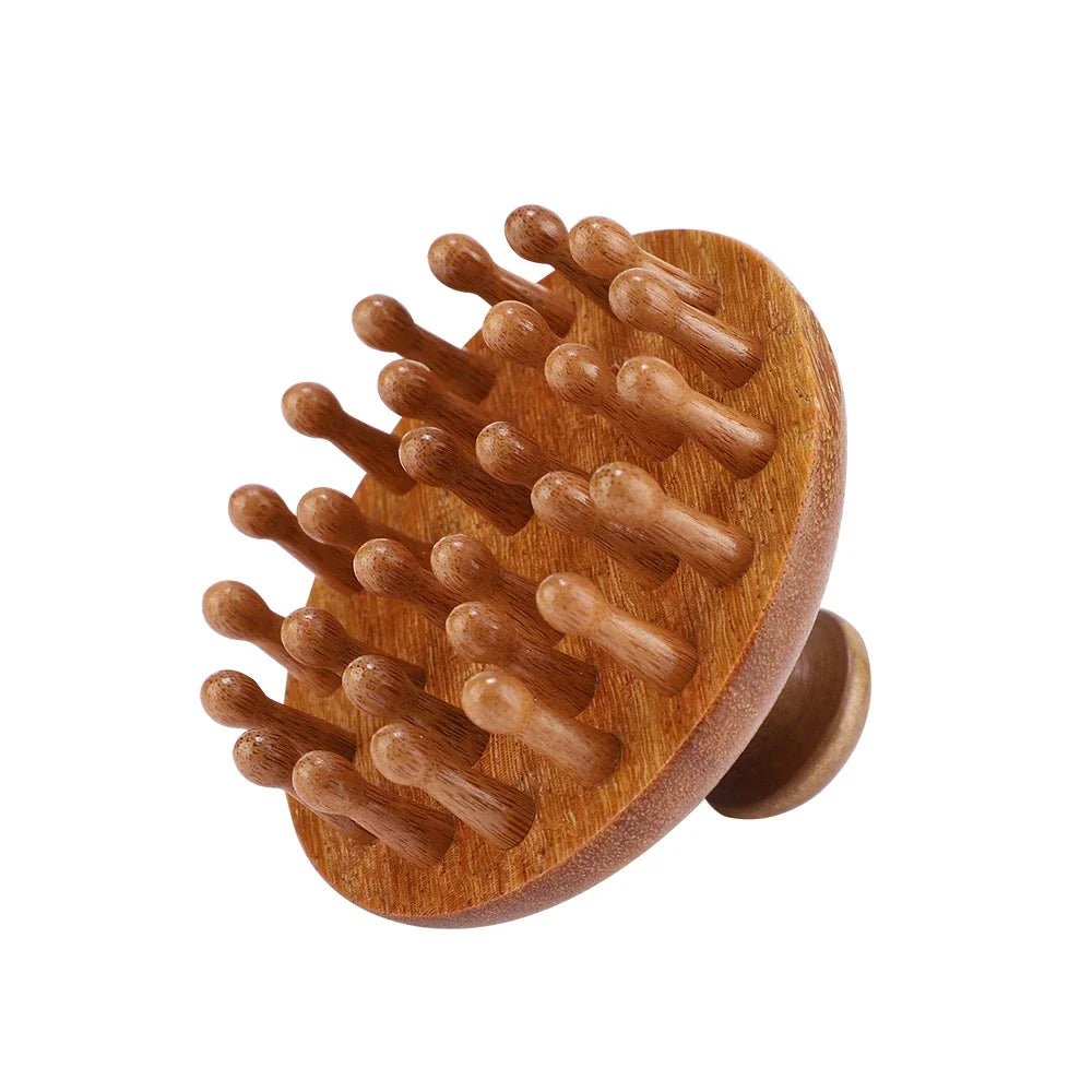 Sandalwood Massage Comb Finger Ring Comb Head Meridian Comb Scalp Massager Anti-Static Wooden Brush Guasha Tool for Full Body