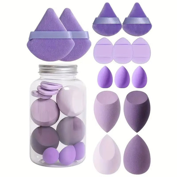 Makeup sponge set, 14 pieces, beauty preparation sponge, makeup set, foundation sponge, makeup tools and storage box