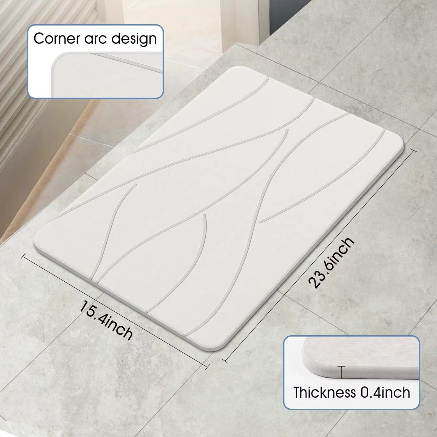 Stone Bath Mat Diatomaceous Earth Shower Mat Non-Slip Super Absorbent Diatomite Stone Bath Mats for Bathroom Floor Quick Drying