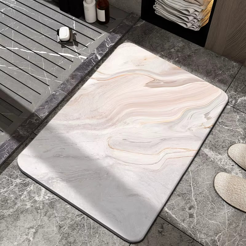 Diatomite Carpet Home Decor Bathroom Porch Imitation Marble Texture Absorbent, Non-Slip And Dirt-Resistant, Easy To Clean