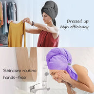 Microfiber Hair Towel Extra Large Wrap Fast-drying hair towel wrap with elastic band, ultra-absorbent soft hair towel wrap Turban
