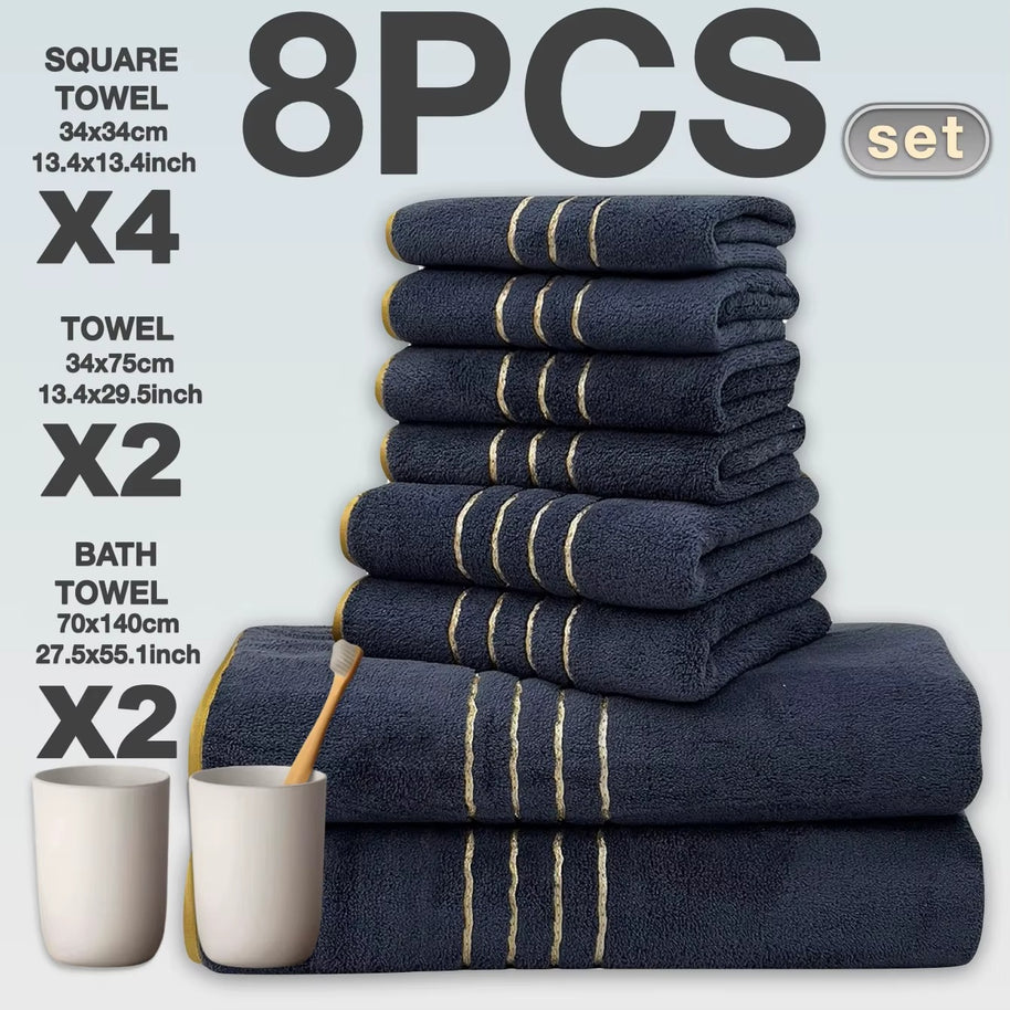 8pcs Luxury Hotel High Quality Cotton Bath Towel Set, Including Soft Absorbent Quick-Drying Set, Suitable for Bathroom.