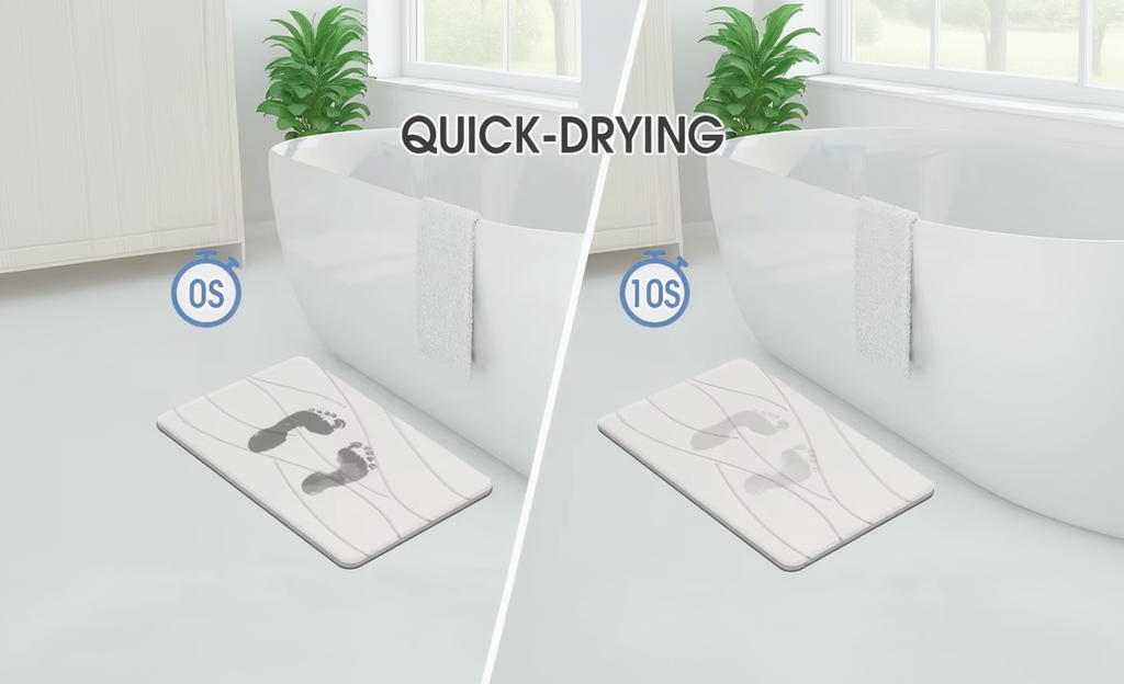 Stone Bath Mat Diatomaceous Earth Shower Mat Non-Slip Super Absorbent Diatomite Stone Bath Mats for Bathroom Floor Quick Drying