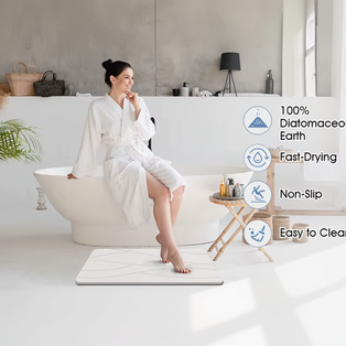 Stone Bath Mat Diatomaceous Earth Shower Mat Non-Slip Super Absorbent Diatomite Stone Bath Mats for Bathroom Floor Quick Drying