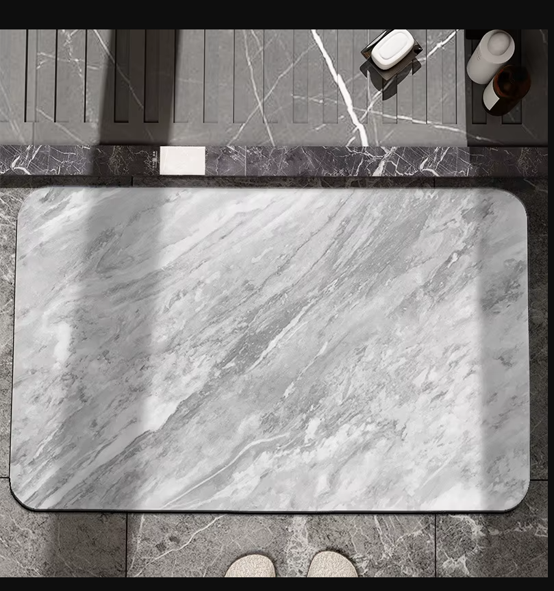 Diatomite Carpet Home Decor Bathroom Porch Imitation Marble Texture Absorbent, Non-Slip And Dirt-Resistant, Easy To Clean