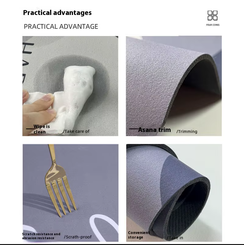 Bathroom Anti Slip Quick Dry Rug Cat Pattern Absorbent Wear Resistant Easy Clean Bath Mat Home Decor