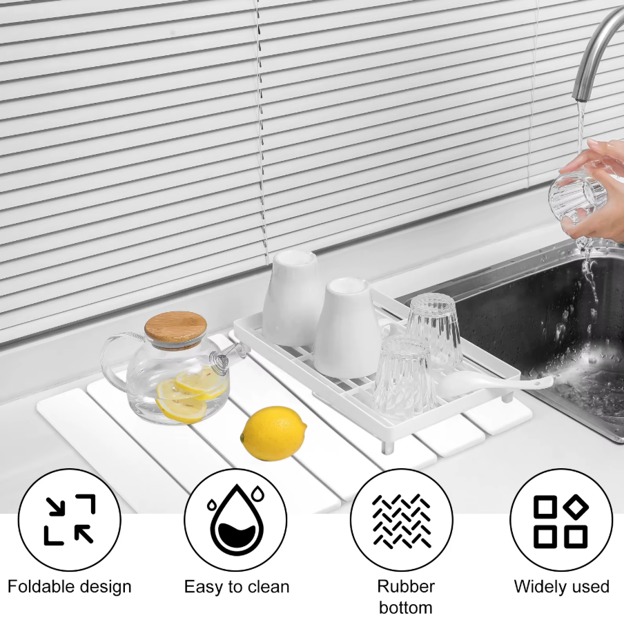 Kitchen Drying Mat Foldable Stone Dish Absorbent Drying Mat Nonslip Drying Pad Coffee Dish Drainer Mat Stone Kitchen Accessories