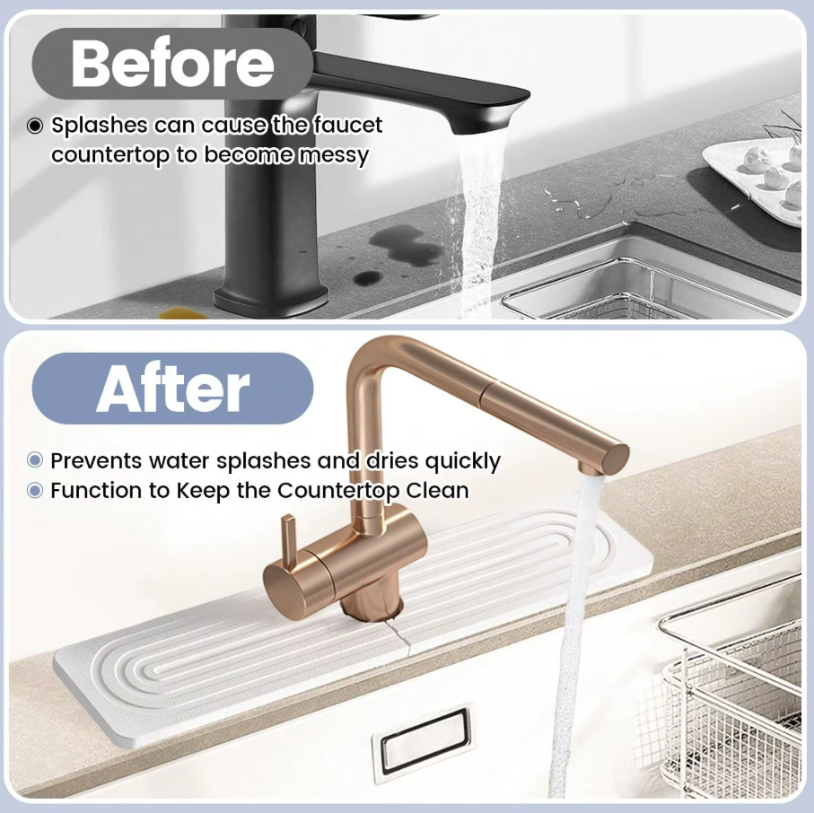 Super Absorbent Fast Drying Faucet Mat Diatom Mud Reusable Faucet Drain Pad Non-Slip Moisture-proof Counter Protector