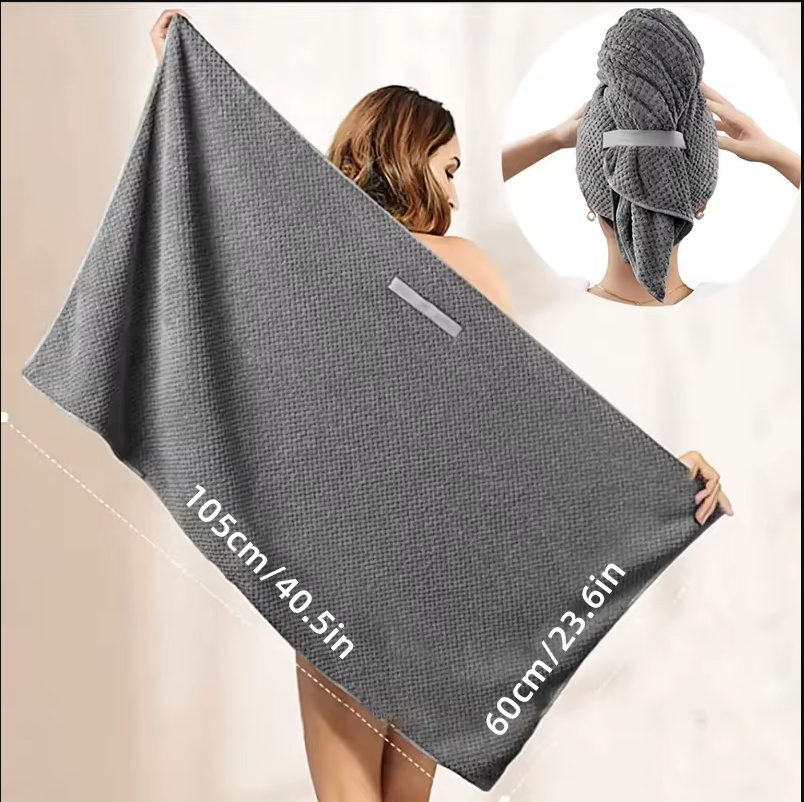 Microfiber Hair Towel Extra Large Wrap Fast-drying hair towel wrap with elastic band, ultra-absorbent soft hair towel wrap Turban