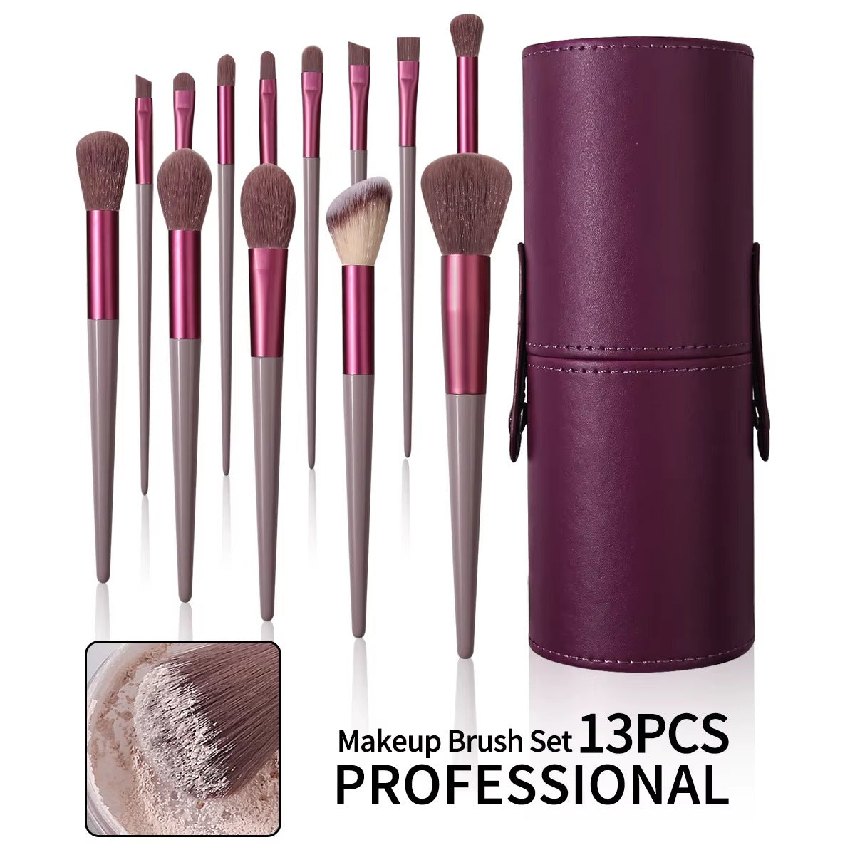 13 pieces of Professional Makeup Brushes Set Soft Fluffy Foundation Eyeshadow Concealer Blending Blush Brush Kabuki and bucket storage