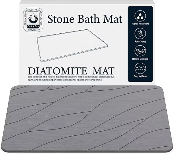 Quick Drying Stone Bath Mat, Diatomaceous Bathroom Mats Non Slip Stone, Quick Dry Diatomaceous Earth Bath Mat Super Absorbent