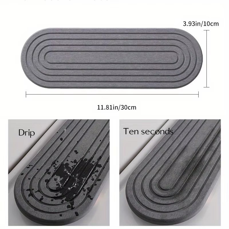 Oval Carved Diatom Mud Absorbent Stone Table Mat, Beautiful And Simple,Suitable for Bathroom Countertops,Kitchen Countertops