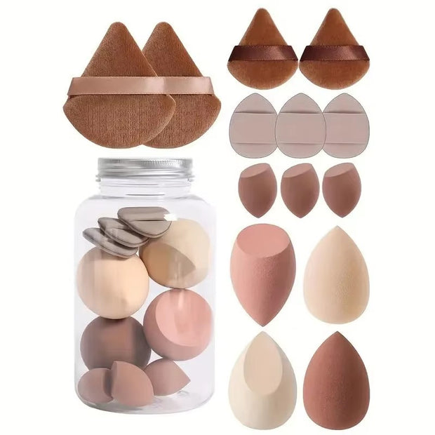 Makeup sponge set, 14 pieces, beauty preparation sponge, makeup set, foundation sponge, makeup tools and storage box