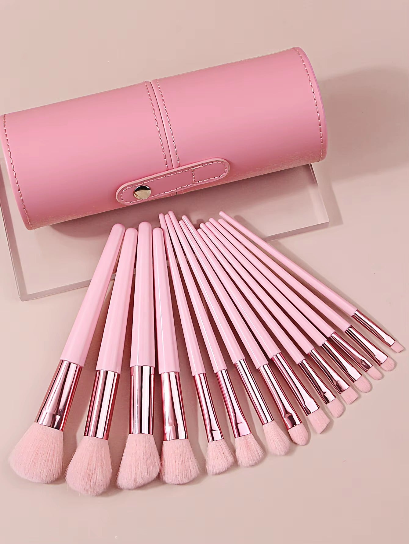 15 pieces Pink Makeup Brushes Set With Storage Bucket Soft Bristle For Foundation Blush Eyeshadow Daily Travel Makeup