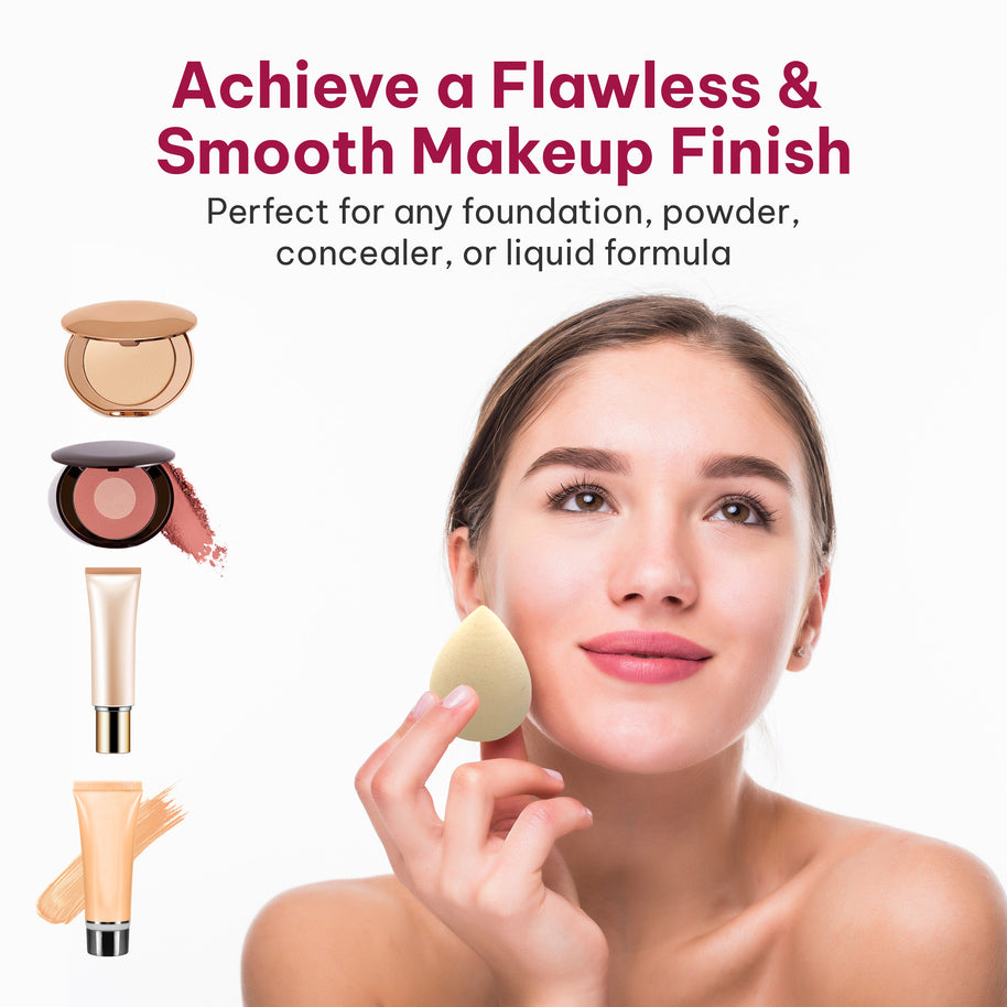 Makeup Sponge Set - 3pcs Rare Blender for Liquid, Cream and Powder, Latex Free Vegan Sponge