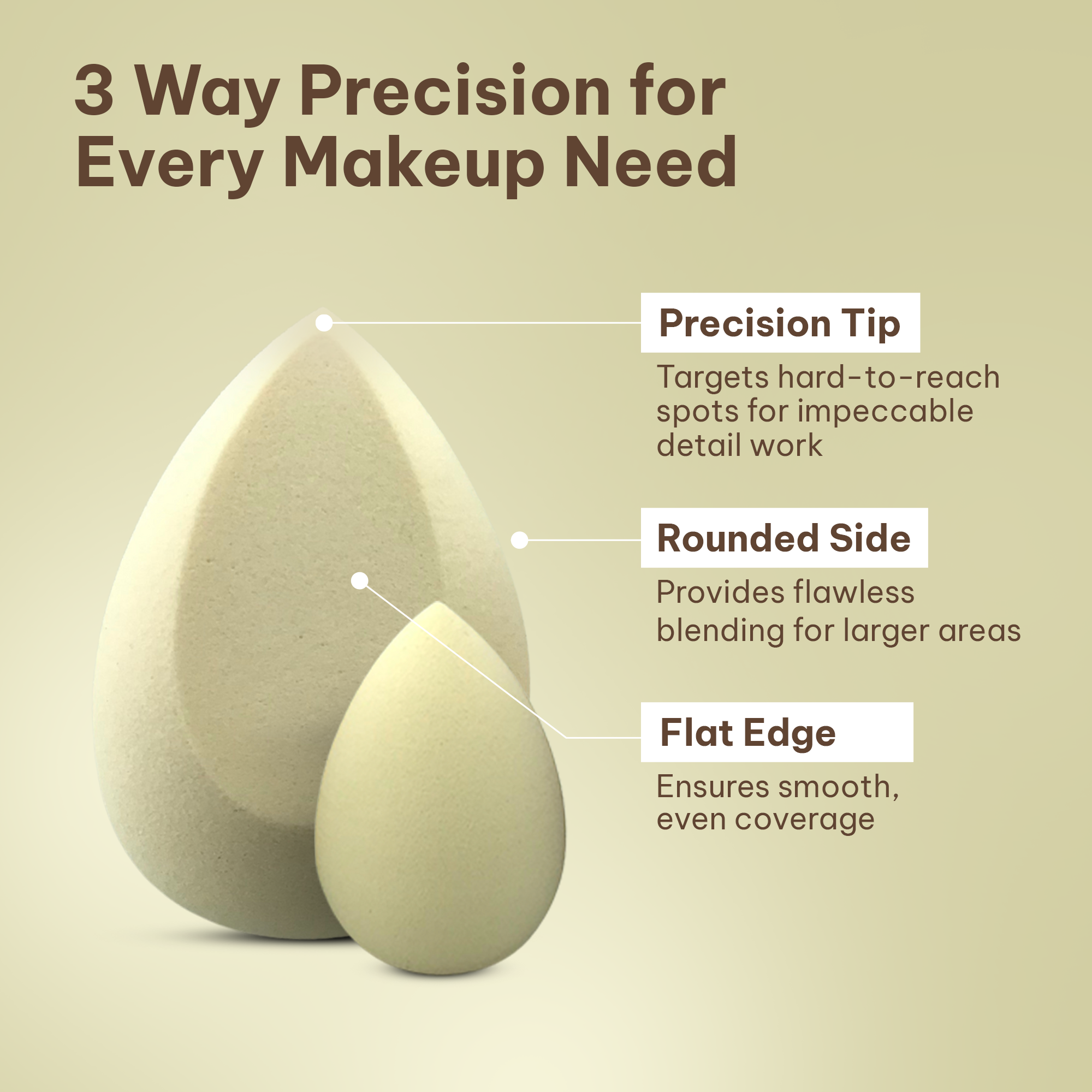Makeup Sponge Set - 3pcs Rare Blender for Liquid, Cream and Powder, Latex Free Vegan Sponge