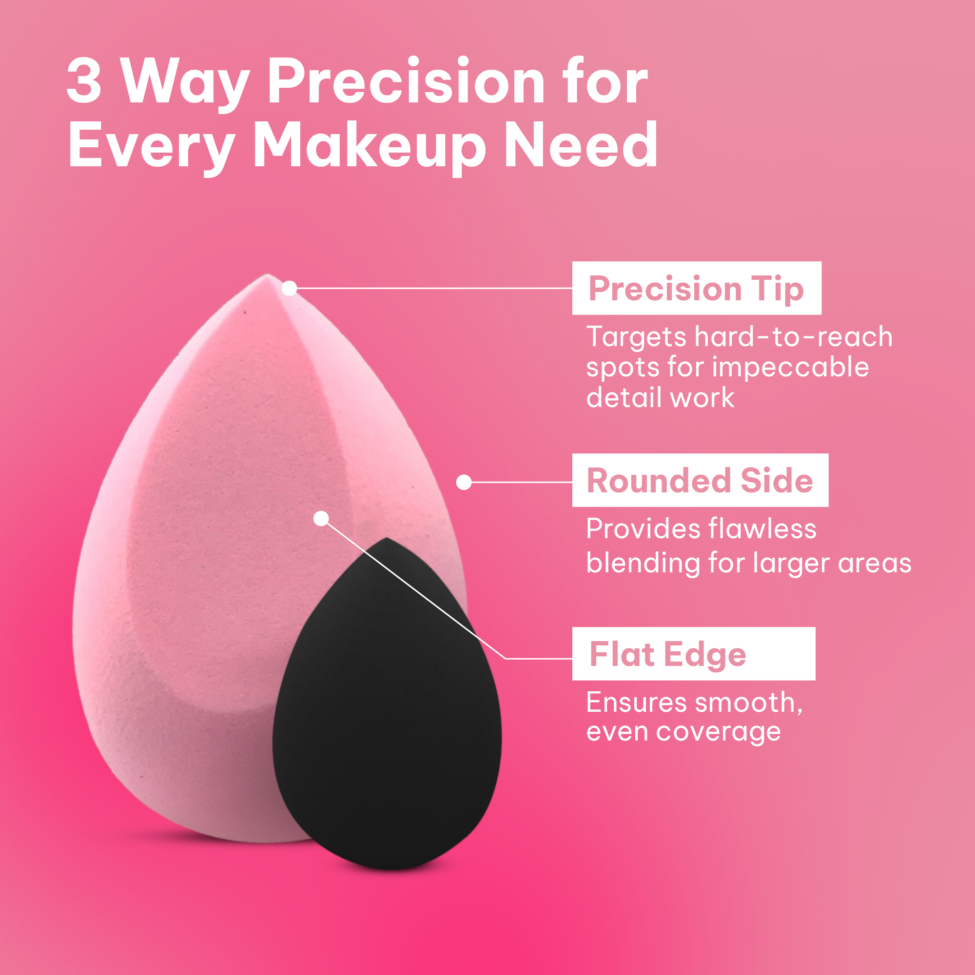 Makeup Sponge Set - 3pcs Rare Blender for Liquid, Cream and Powder, Latex Free Vegan Sponge