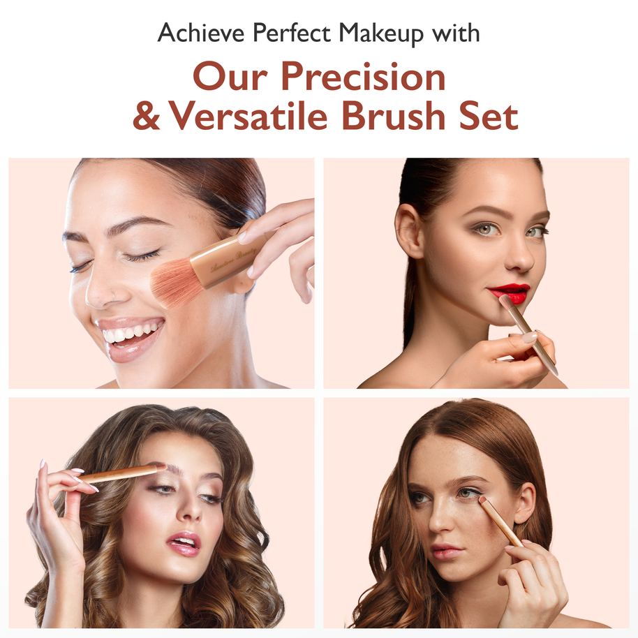 Travel Makeup Brushes Set, Easy Taken 5pcs Mini Makeup Brushes Kit with mirror