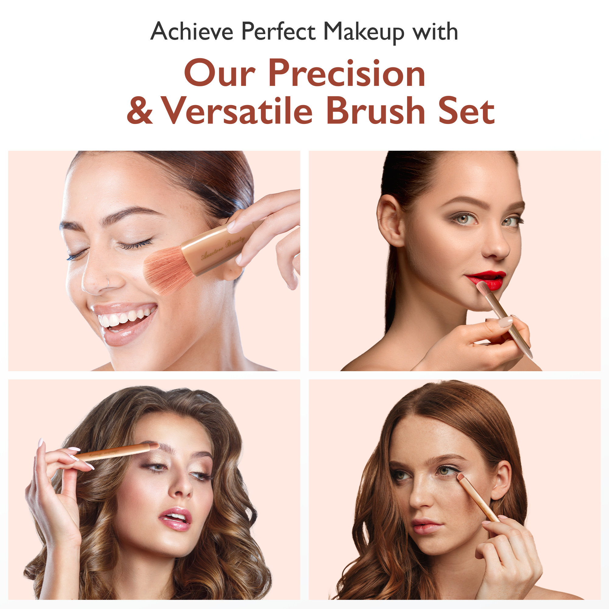 Travel Makeup Brushes Set, Easy Taken 5pcs Mini Makeup Brushes Kit with mirror