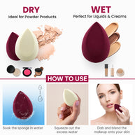Makeup Sponge Set - 3pcs Rare Blender for Liquid, Cream and Powder, Latex Free Vegan Sponge