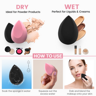Makeup Sponge Set - 3pcs Rare Blender for Liquid, Cream and Powder, Latex Free Vegan Sponge