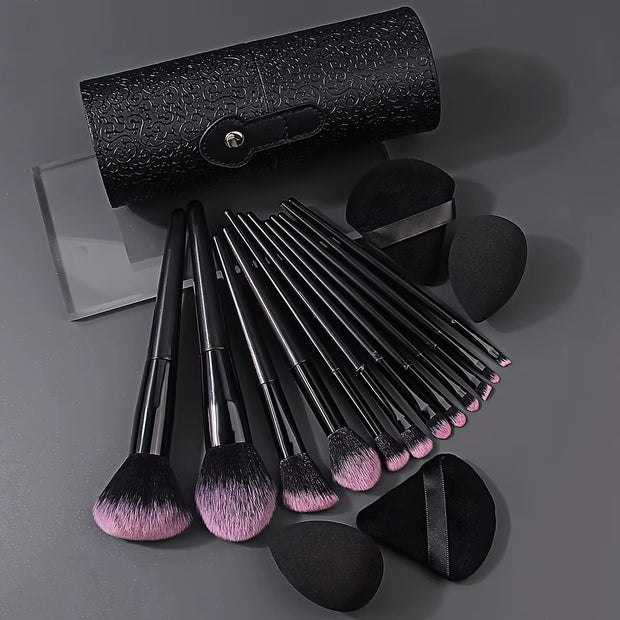 17 pieces makeup tools set -  12 face makeup brush set and 4 Makeup Sponges with 1 bucket storage