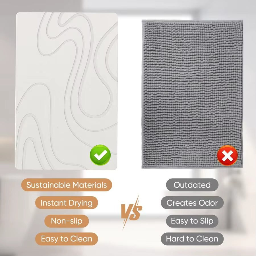 Bath Mat Diatomite Stone Mats for Bathroom NonSlip Diatomaceous Earth Shower Mat Super Absorbent Bathroom Floor Mat Natural Easy