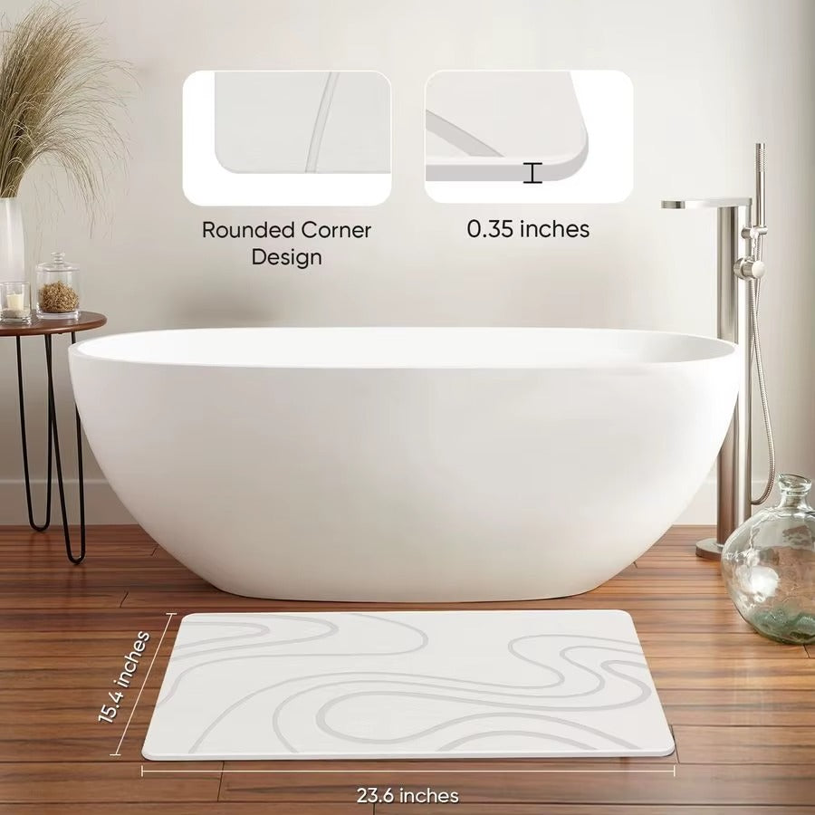 Bath Mat Diatomite Stone Mats for Bathroom NonSlip Diatomaceous Earth Shower Mat Super Absorbent Bathroom Floor Mat Natural Easy