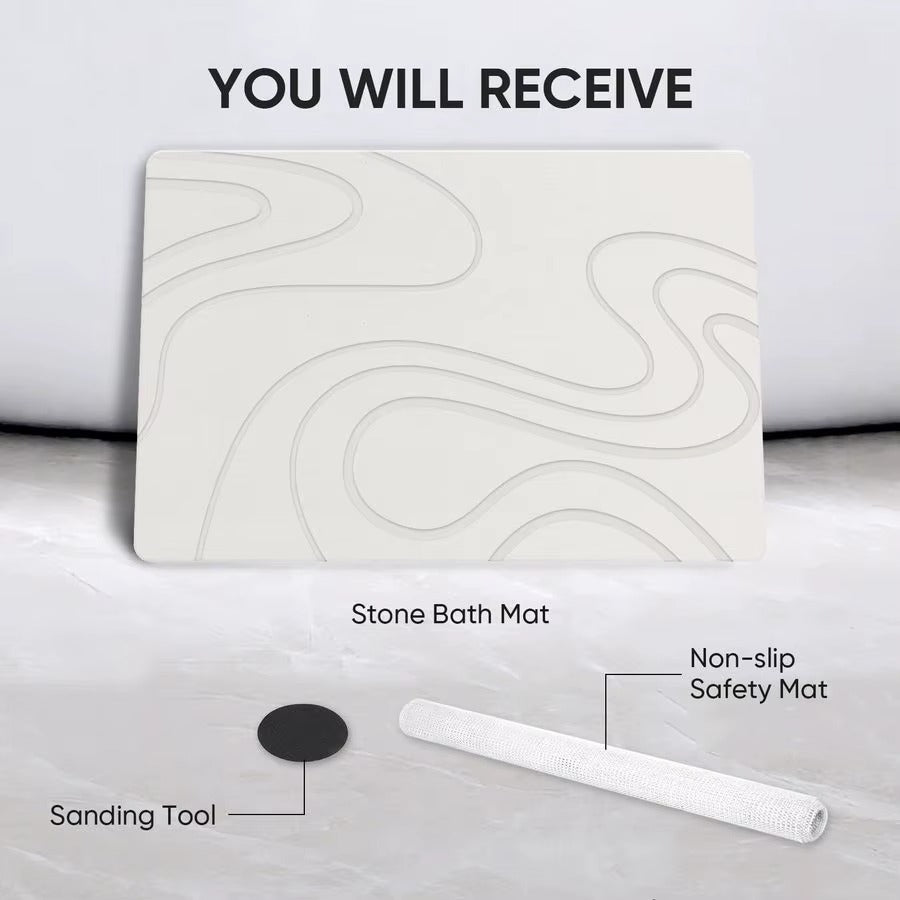 Bath Mat Diatomite Stone Mats for Bathroom NonSlip Diatomaceous Earth Shower Mat Super Absorbent Bathroom Floor Mat Natural Easy