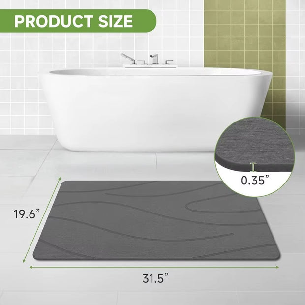 Large Stone Bath Mat, 31.5 x 19.7 inches Diatomaceous Earth Stone Shower Mat for Bathroom, Absorbent Bath Mats, NonSlip Barhroom Floor